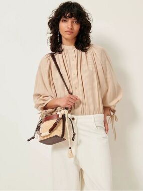 Sessùn Tigo San Marco Woven Straw & Leather Bucket Bag – French Boho Chic